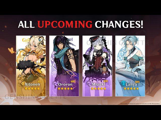 UPDATE! ALL THE UPCOMING CHANGES TO RELEASE DATES!  (Ororon, Lanya) - Genshin Impact