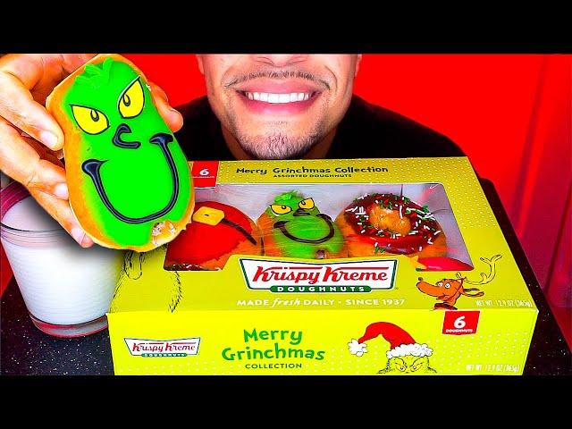 ASMR DONUTS AND MILK MUKBANG KRISPY KREME MERRY GRINCHMAS GRINCH  PACK JERRY EATING SHOW NO TALKING