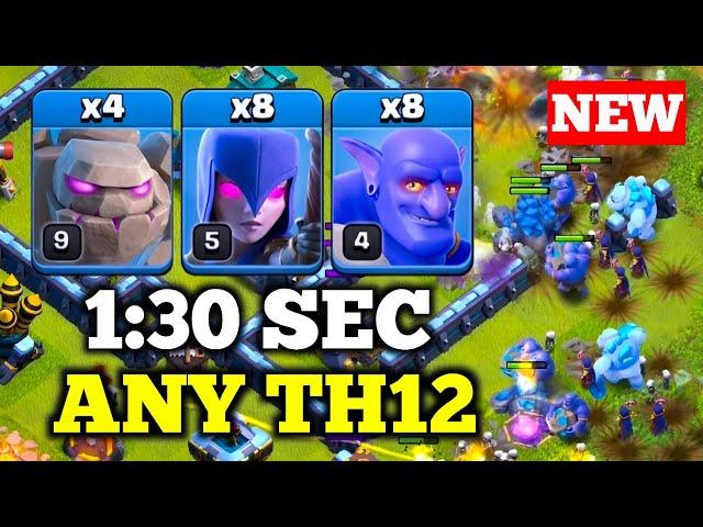 Best Th12 Strongest CWL Attack | 4 Golem + 14 Bowler + 8 Witch | Th12 Attack Strategy 2024 In Coc