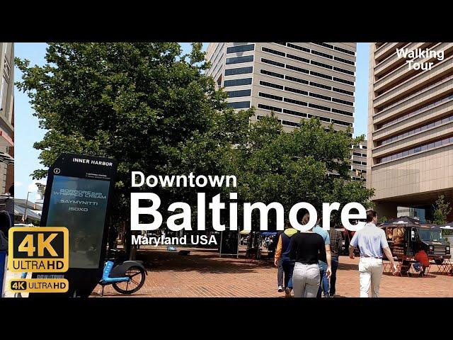 Baltimore 4k -Walking Downtown Virtual Tour - Maryland USA | City Street View #asmr