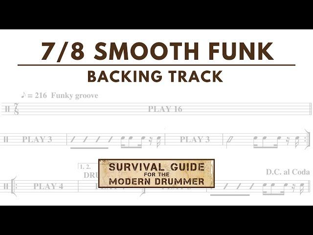 7/8 Funk Backing Track for Drummers [Drumless + Guide Chart]