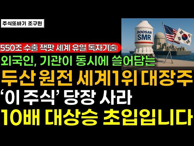 [주식] 원전 10년 대상승 슈퍼사이클 이제 시작이다!! 외국인과 기관이 개미 몰래 쓸어담고있는 원전 숨겨진 대장주 세계 1위 '이 기업' 두산에너빌리티 업고 순식간에 급등할겁니다