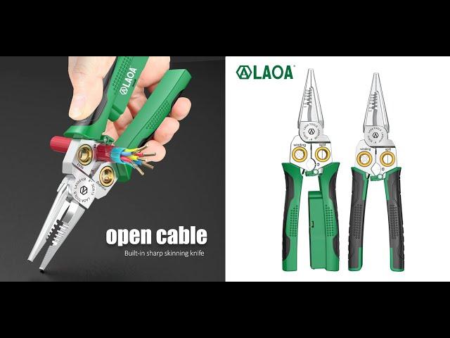 LAOA 8-In-1 Stainless Steel Multifunctional Electrician's Pointed Nose Pliers for Wire Stripping and