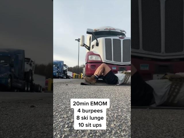 20min EMOM Truck Stop Workout | No Equipment #fittrucker #truckerfitness