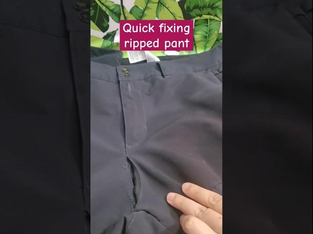 Quick fixing ripped pants #sewing #sewinghacks #sewingtutorial #sewingtips #stitch #diyprojects #sew