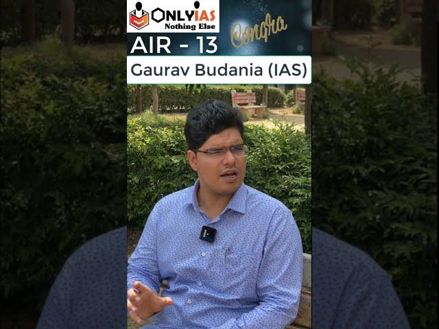 AIR 13 UPSC 2020 Gaurav Budania recommends OnlyIAS Channel even for Hindi Medium Students