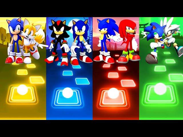 Sonic Tails vs Sonic Shadow vs Sonic Knuckles vs Sonic Silver Sonic - Tiles Hop Edm Rush