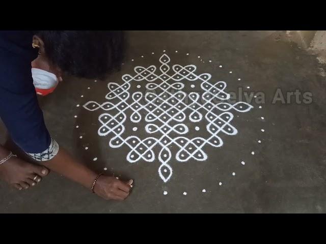 Border kambi kolam | 11 dots kambi kolam | sikku kolam | margazhi kolangal | SathyaSelva Arts