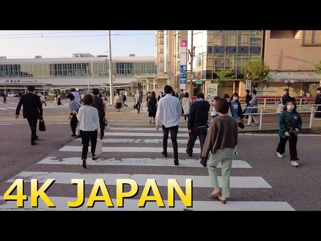 【4K Japan】The Capital City of Toyama Prefecture in the Evening | The Center of Japan