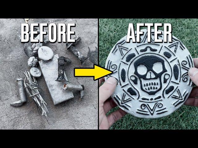 Casting A HUGE Pirate Coin From Scrap Metal - Giant Aluminum Coin Casting