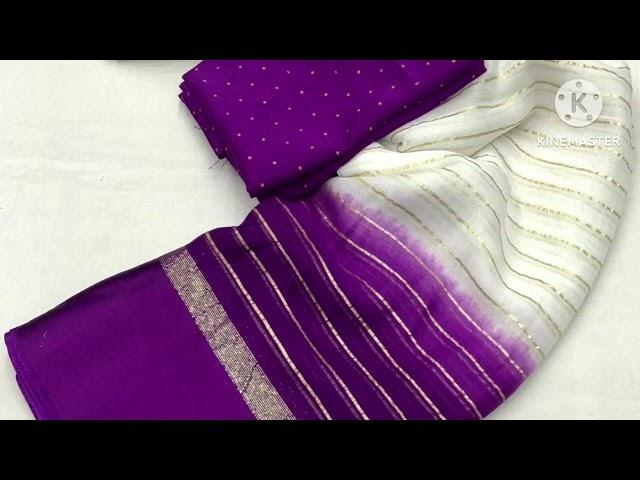 pure chiffon zari weaven saree with satin pattu border.Shaded color range white .