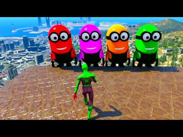 GTA 5 Epic Ragdolls RED SPIDERMAN VS RED MINION VS GREEN MINION (Euphoria Physics & Funny Fails) #1