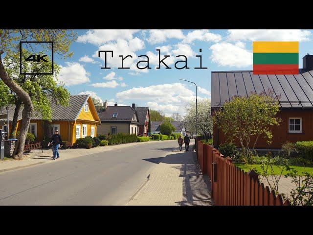 Trakai, Lithuania walk tour. 4k spring city tour, 2023