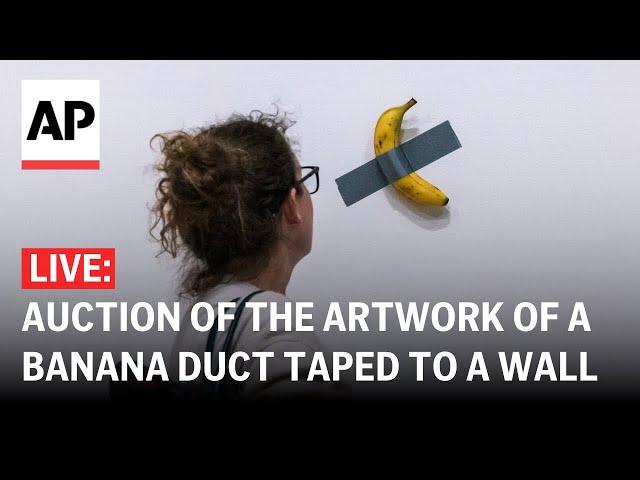 LIVE: Auction of ‘Comedian,’ the artwork of a banana duct taped to a wall