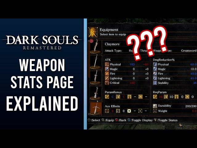 EXPLAINED - Understanding the Weapon Stats Page Symbols - Dark Souls Remastered