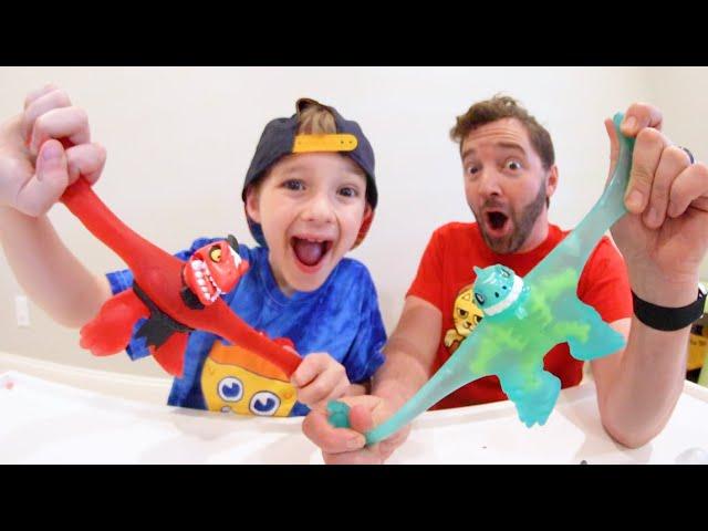 Father Son EPIC DINOSAUR BATTLE! / Dino X-Ray Goo Jit Zu!