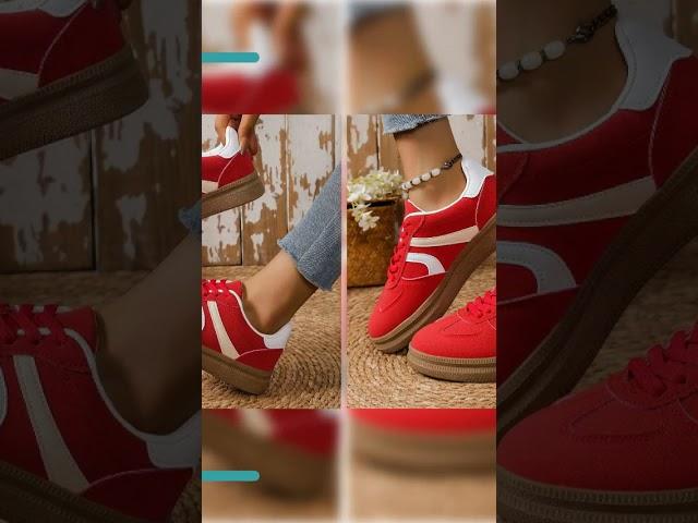 Contrast Round Toe Platform Sneakers