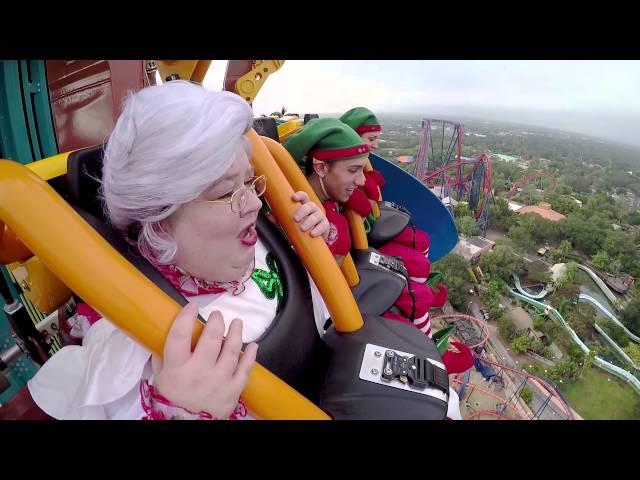 Mrs. Claus & Elves Ride Falcon's Fury | Busch Gardens Tampa Bay