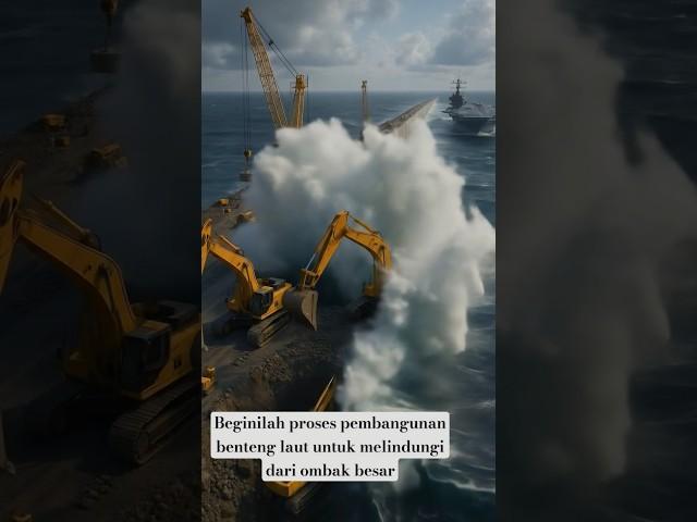 construction of sea forts #shorts #excavator #crane #construction #technology #engineering #machine