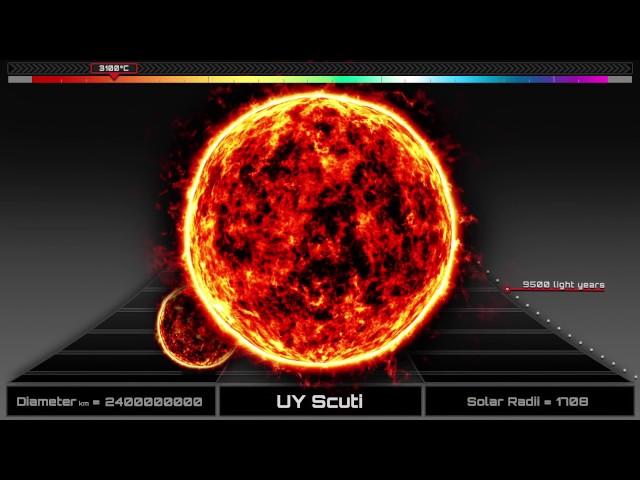 The Largest Stars in the Universe compared to our Sun