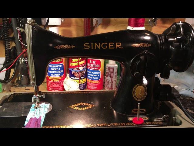 Old black vintage heavy duty Singer 1956 model 15-91 (demo)