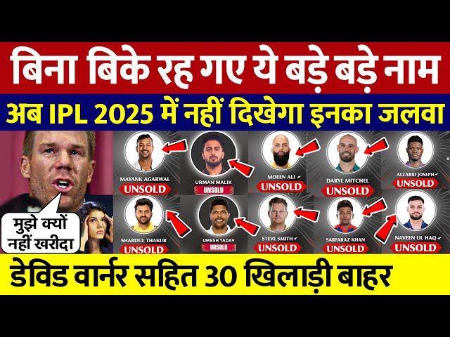 IPL 2025 Mega Auction All UNSOLD Players  | IPL 2025 All UNSOLD Player | IPL 2025 | David Warner IPL