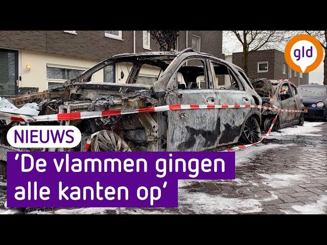 Auto's in BRAND in Elst: 'De onderdelen vlogen ALLE KANTEN op!'