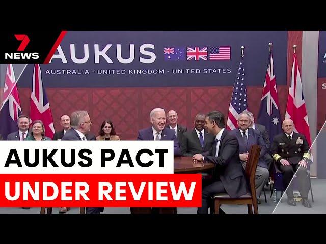 Pentagon reviews $370 billion AUKUS submarine deal | 7NEWS