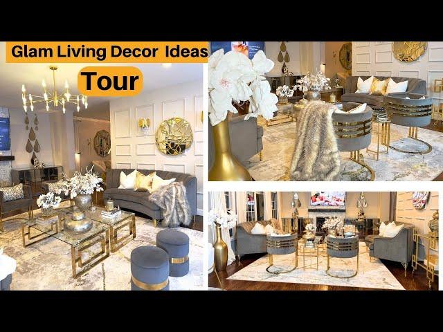 GLAM Living Room Decorating Ideas And Tour | How to Decorate a Glam  Living Room | Decorate with me