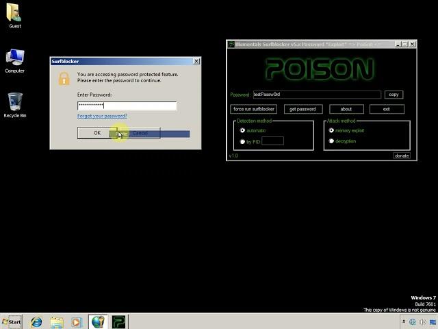 Blumentals Surfblocker password exploitation tool - PoiSoN