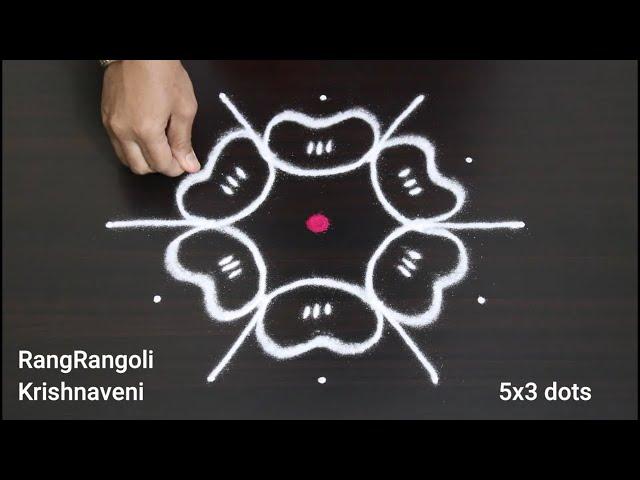 Traditional Muggulu5x3 dots Easy Kolam DesignsDaily RangoliRangRangoli Krishnaveni