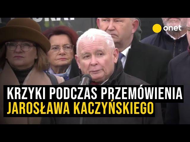 Krzyki podczas przemówienia Jarosława Kaczyńskiego. Ostra odpowiedź prezesa PiS