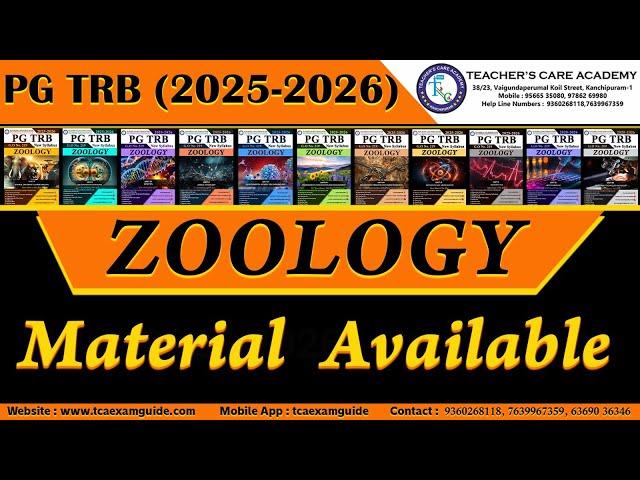 PG TRB 2025-2026 (ZOOLOGY) Material Available Based on NEW SYLLABUS.
