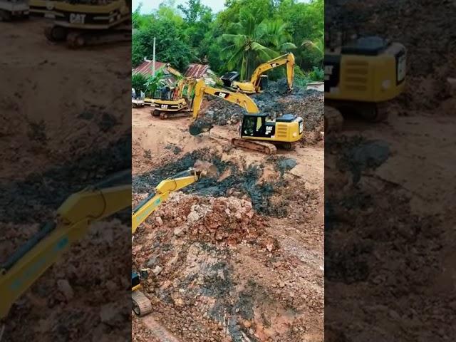 Drone View Capture Multiple Excavator best teamwork working #excavator #construction