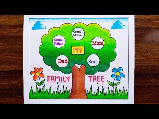 Family Tree Drawing Easy / family Tree School Project / family Tree Project Easy Steps / Family Tree