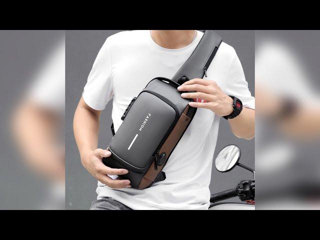 Men's shoulder bag with anti-theft lock and USB connector from Aliexpress.