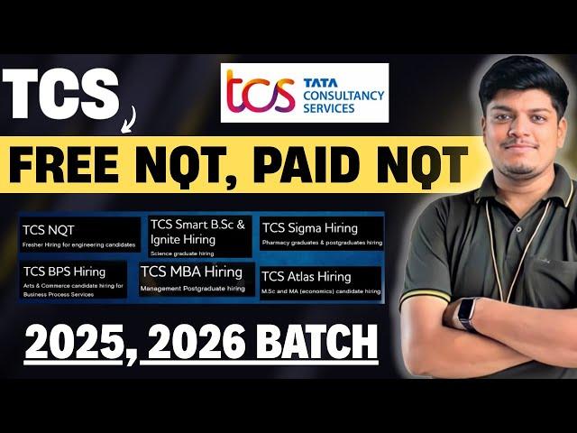 TCS FREE NQT 2025, 2026 BATCH Updates | TCS All 6 FREE NQT Exam & Hackathon | TCS NQT 2025, 2026