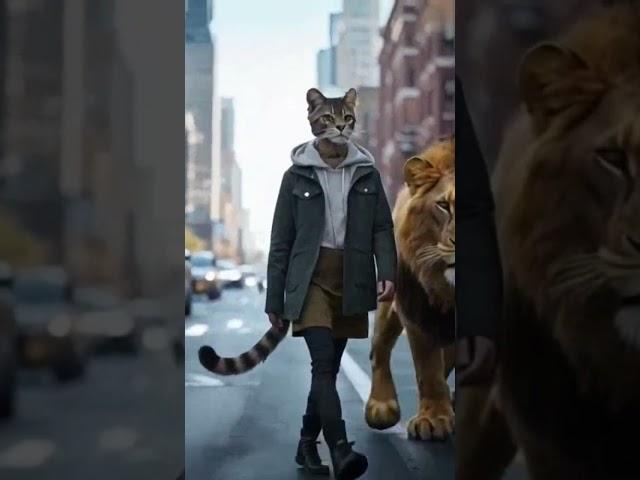 Real sigma girl with lion #sigma #cat #catwalk #short
