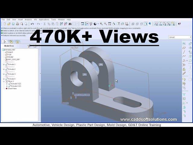 Pro Engineer (Pro E) Wildfire 5.0 Basic Beginner Part Modeling Tutorial