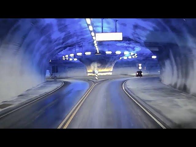 Vallavik Tunnel - Roundabouts in tunnel and large bridge (Norway)