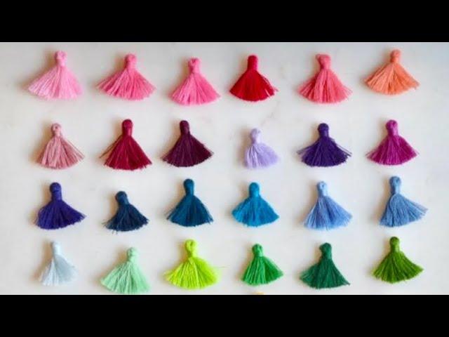 Easy mini tassels tutorial using fork thread and scissors only