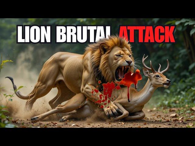 Lion Attack Deer In The Forest | Lion Attack Hunter | Lion Attack Stories