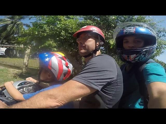 The Yaniv Family riding scooters in vietnam