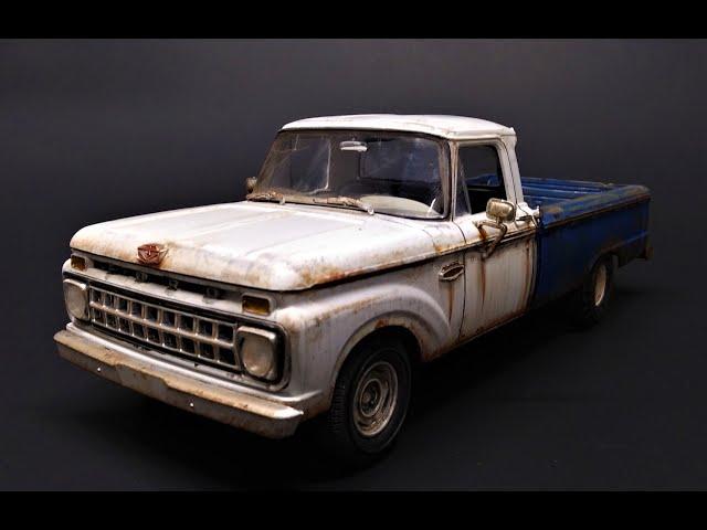 1965 Ford F100 Custom Cab Styleside Long Bed Pickup 1/25 Scale Model Kit Build Review Moebius