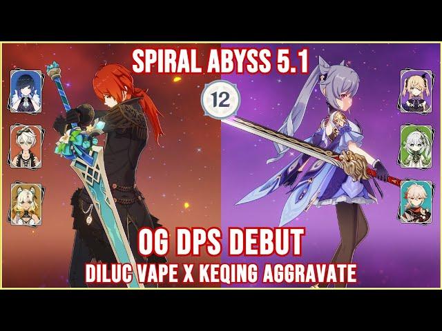 C2 Diluc Vape & C0 Keqing Aggravate | Spiral Abyss 5.1 Full Star Clear | Genshin Impact