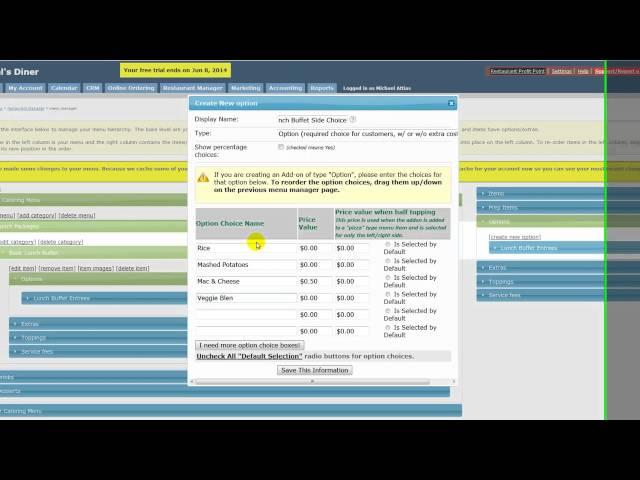 Entering A Catering Menu In RCS Catering Software