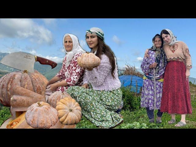 Cooking pumpkin bread and pumpkin rice in a nomadic village! Village life