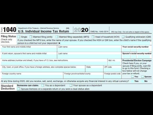 How to fill out IRS Form 1040 for 2020