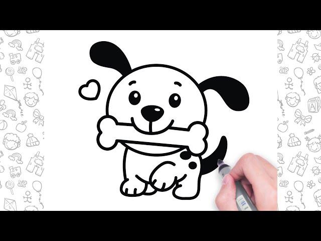 How to Draw The CUTEST Puppy Easy Step by Step!