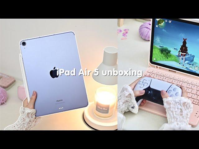 iPad Air 5 unboxing aesthetic setup | Apple Pencil2 | accessories | PS5 controller | genshin